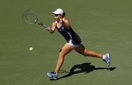 Ashleigh Barty on the run at the 2021 US Open